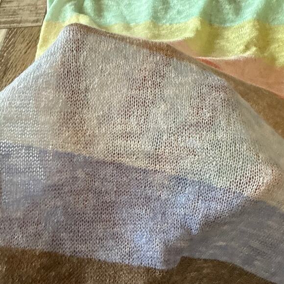 Rainbow Striped Tank Sleeveless Top Small Crossover Back Lightweight See-Through - Picture 5 of 7